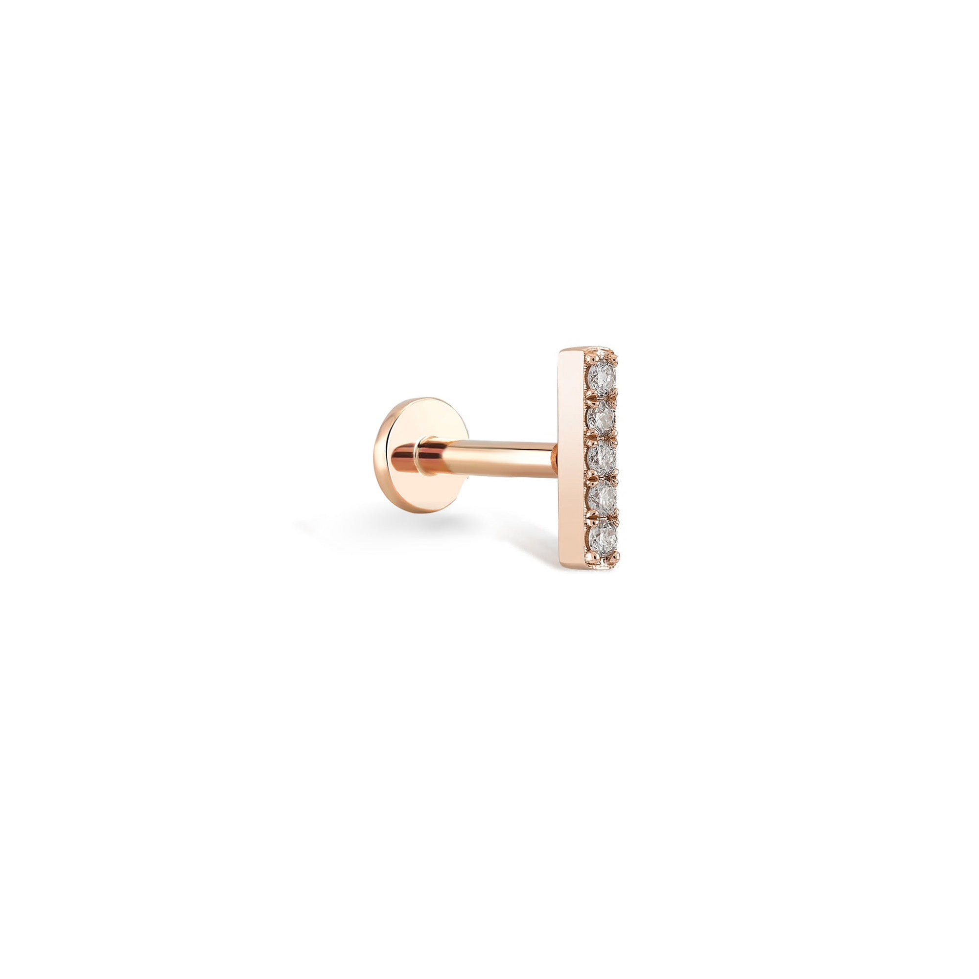 14 Ayar Rose Altın 5 Taş Çubuk Pırlanta Piercing