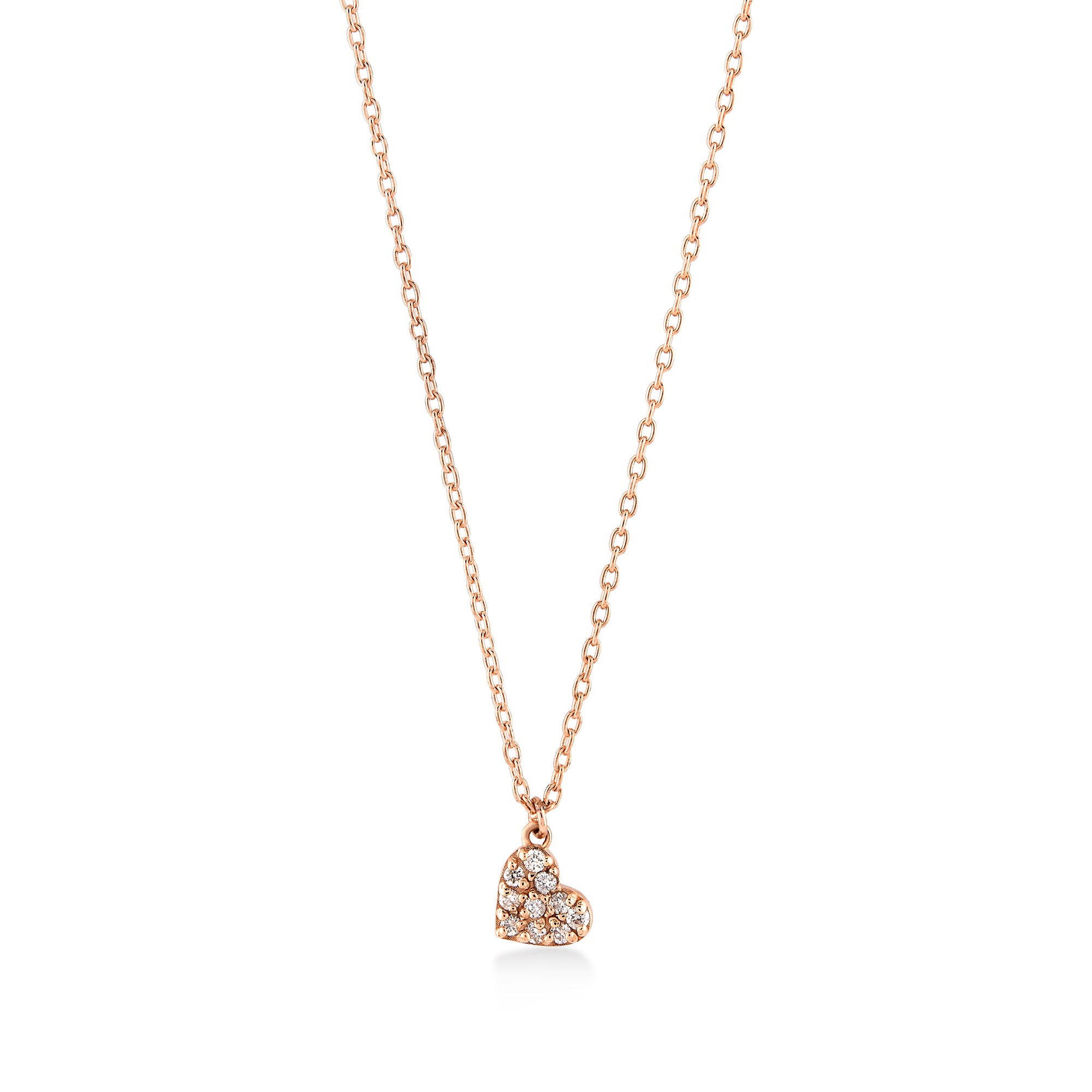 Amour Aşk Pırlantalı Kalp Kolye / Rose Altın