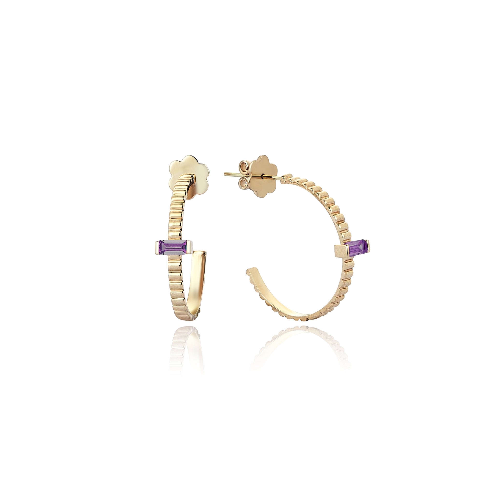 Baget Taşlı Altın Küpe /TR