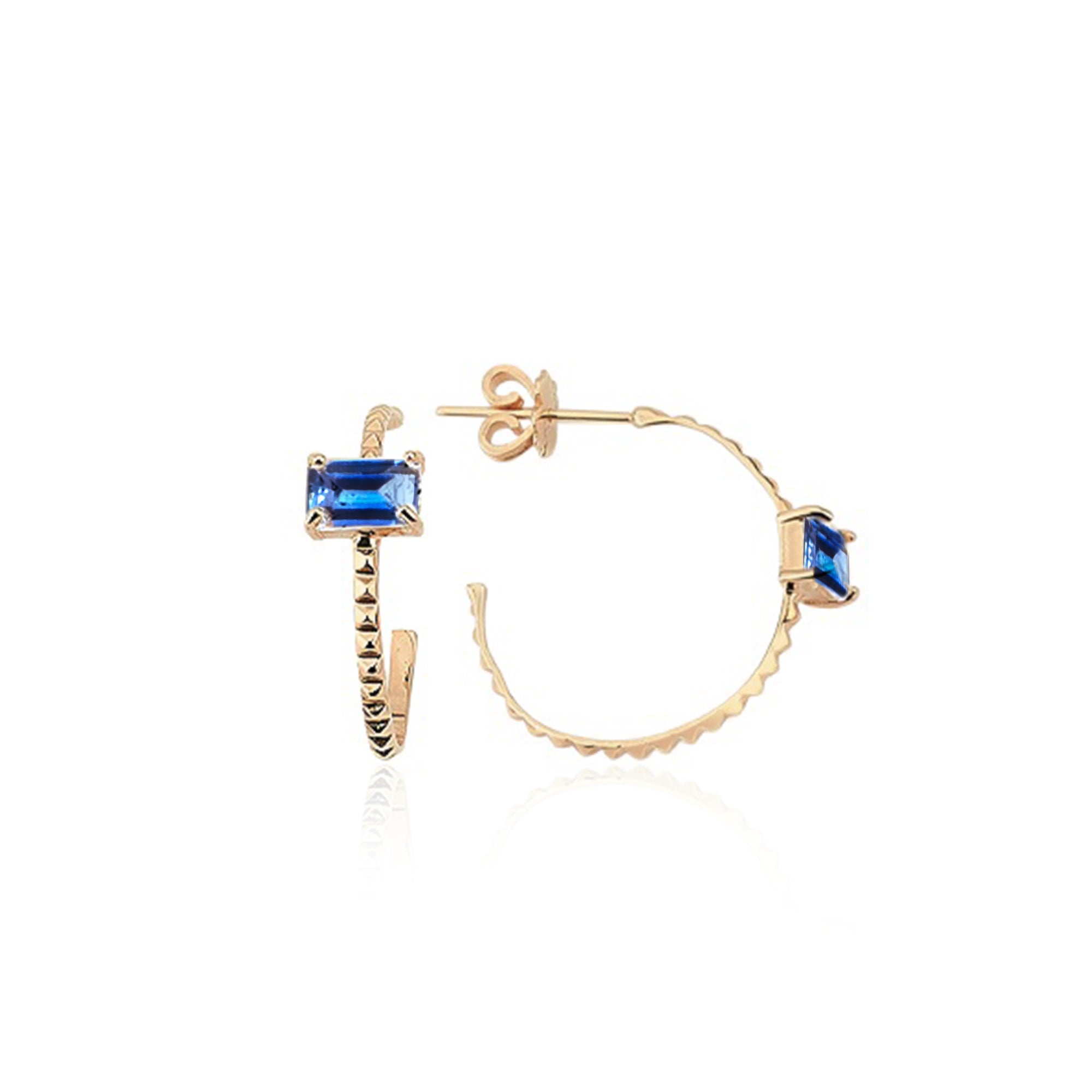 Baget Taşlı Piramid Altın Küpe /TR