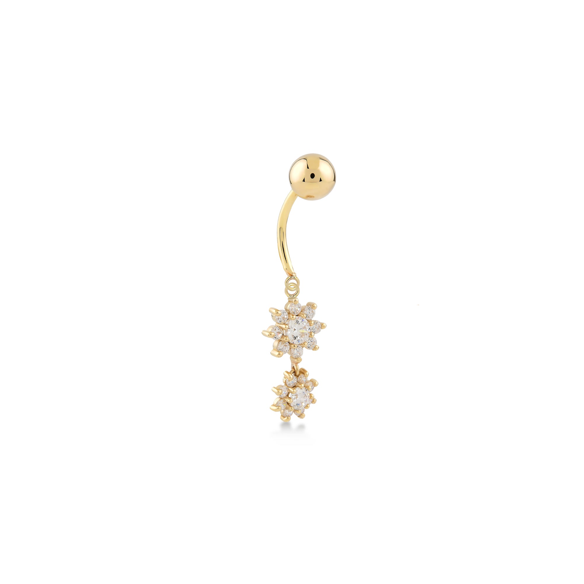 Flower Shape Turquoise Stone Belly Piercing