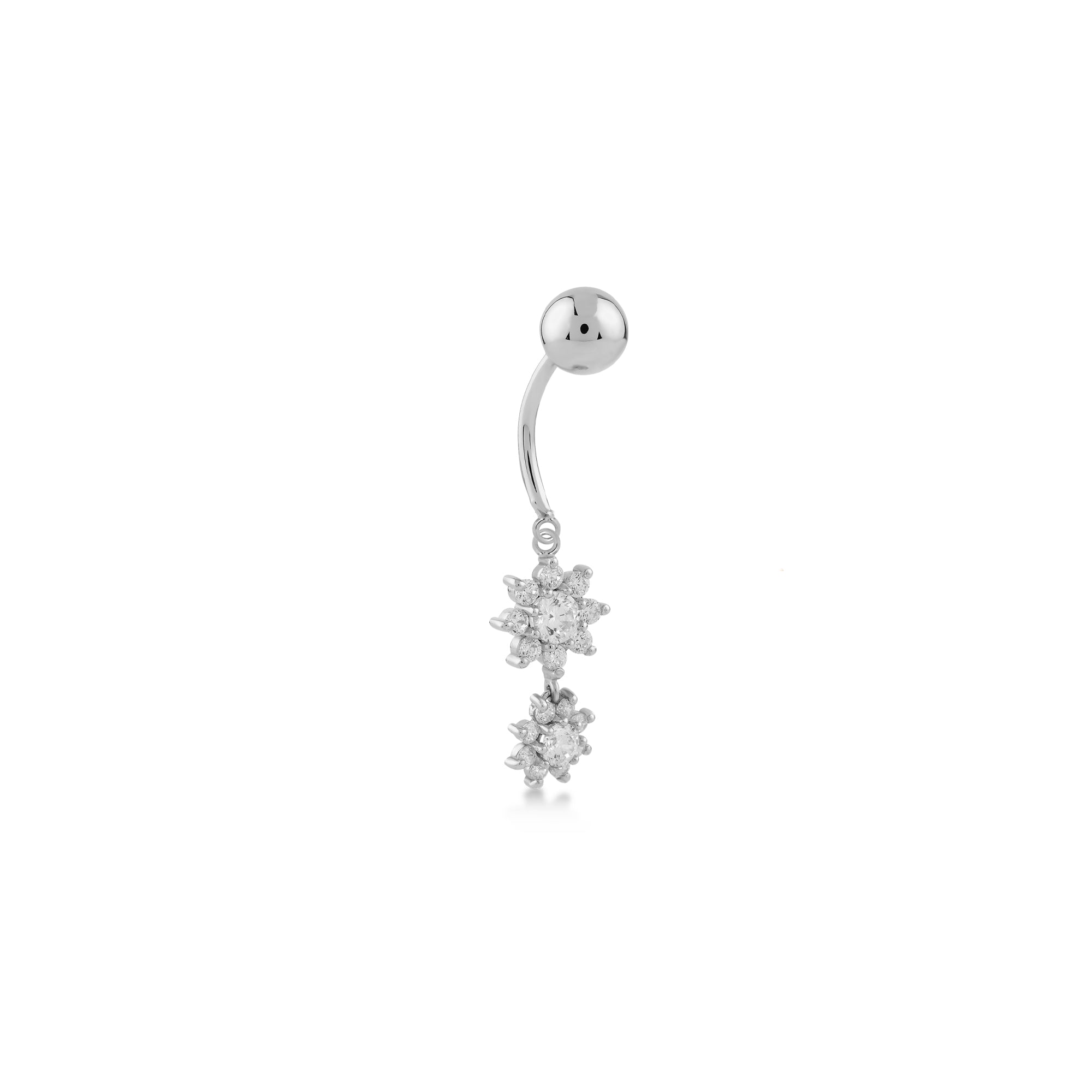 Flower Shape Turquoise Stone Belly Piercing