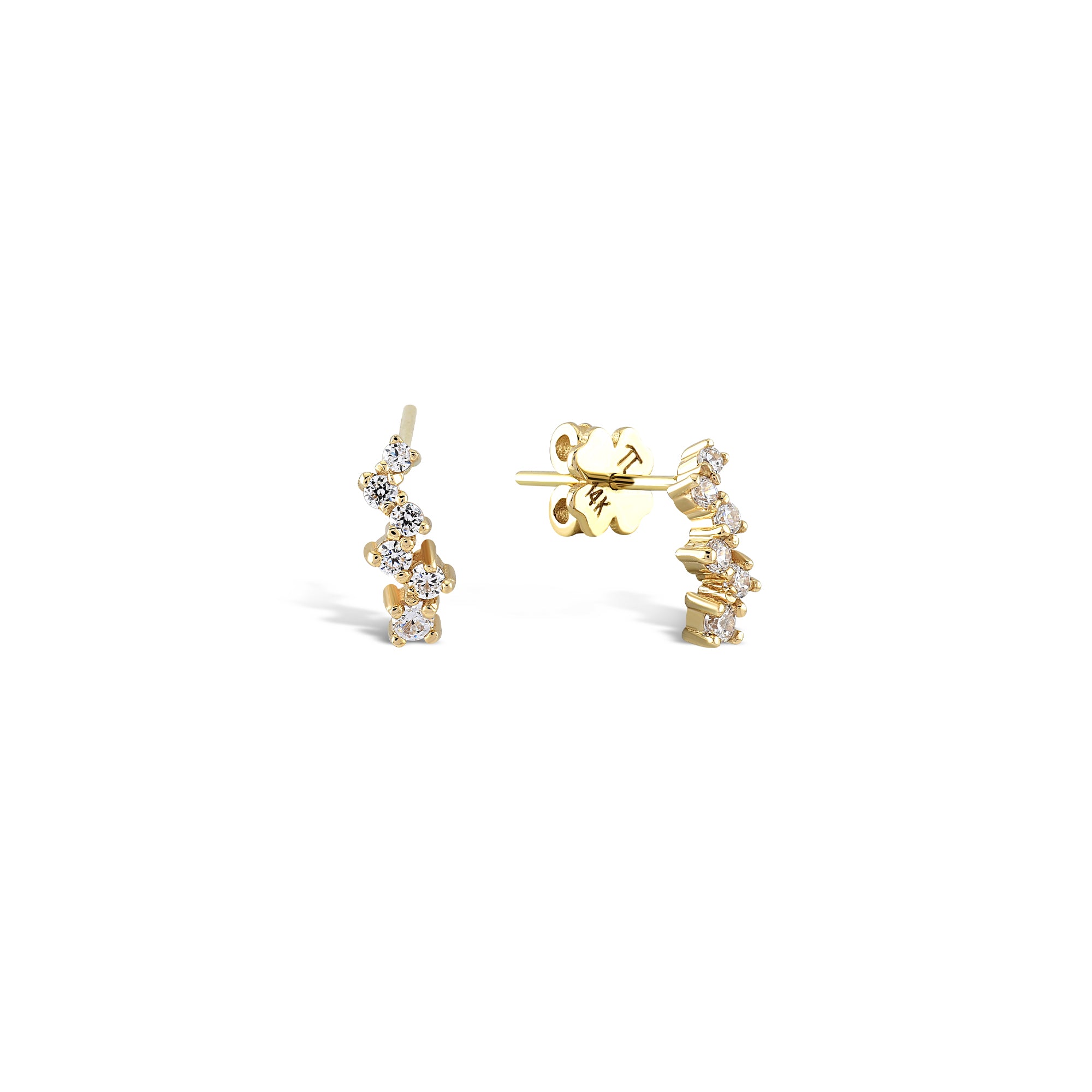 Queen 0.16 ct Pırlanta Küpe / 14 Ayar Sarı Altın