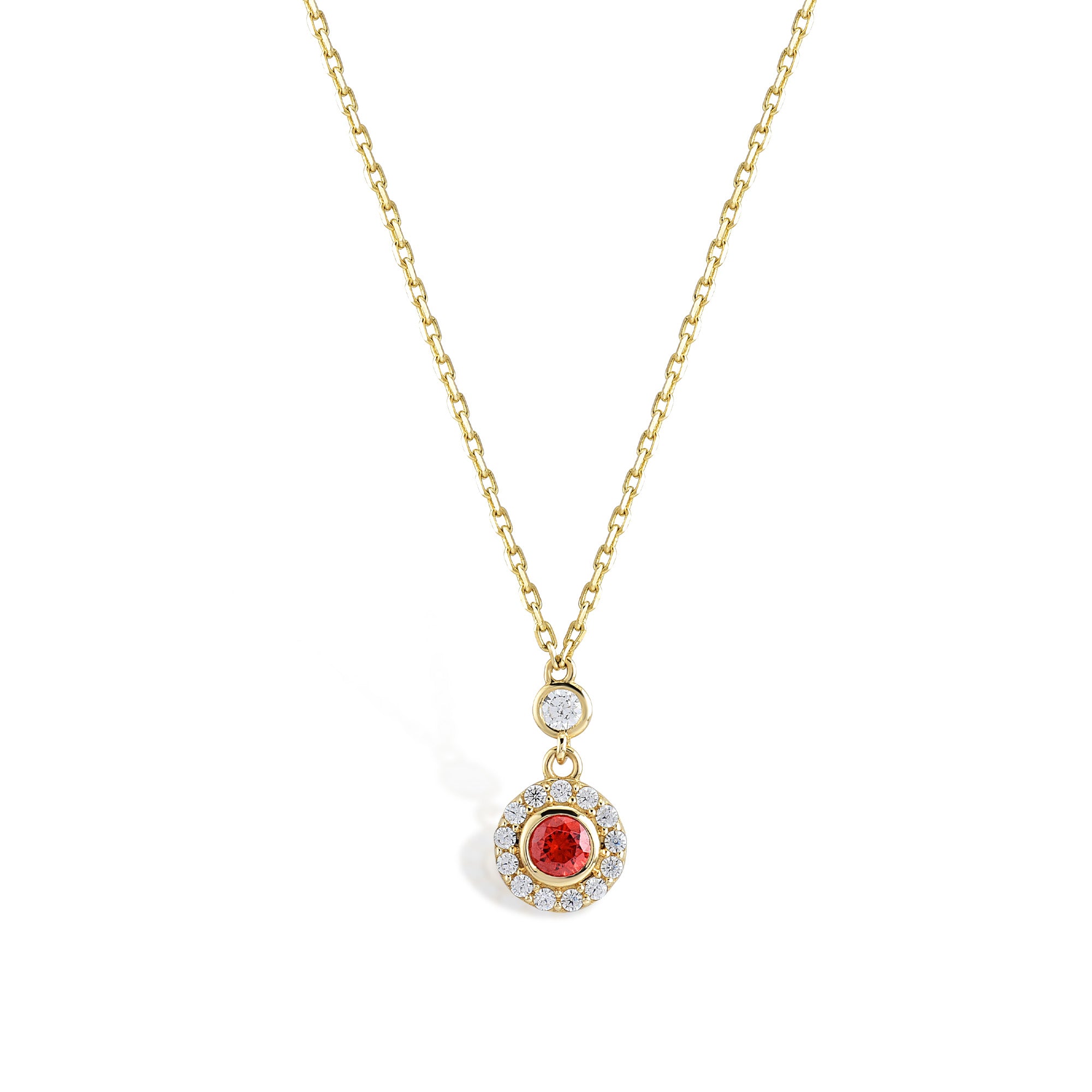 Red Aura Gold Necklace with Stones