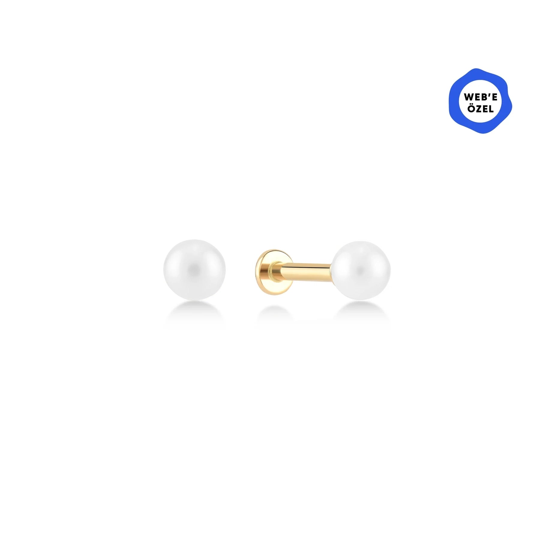 İnci Altın Tragus Piercing / 14 Ayar Sarı Altın