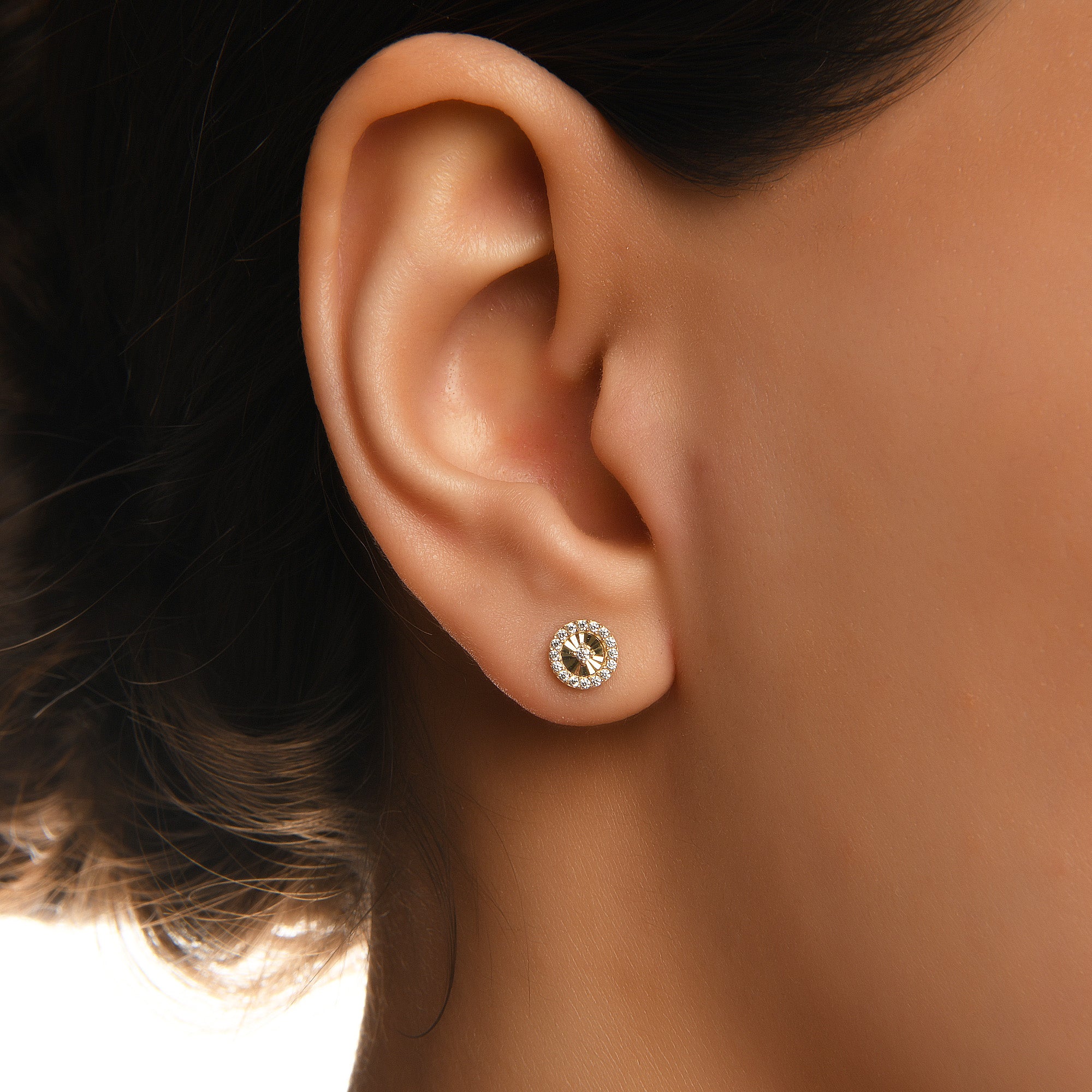 Flamenko Taşlı Tek Altın Küpe (Küçük) / 14 Ayar Sarı Altın