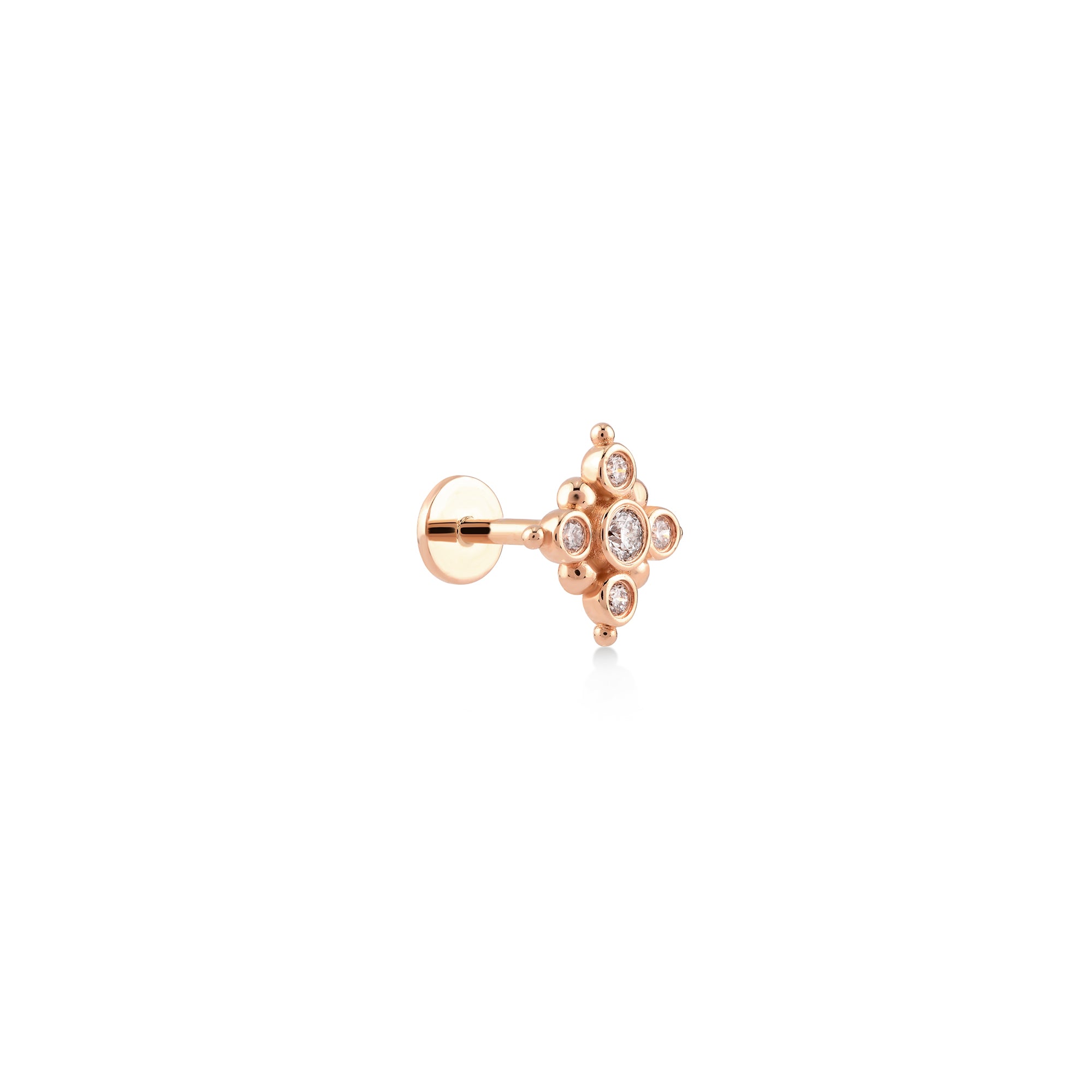 Dorika Beş Taşlı Pırlanta Piercing / 14 Ayar Rose Altın