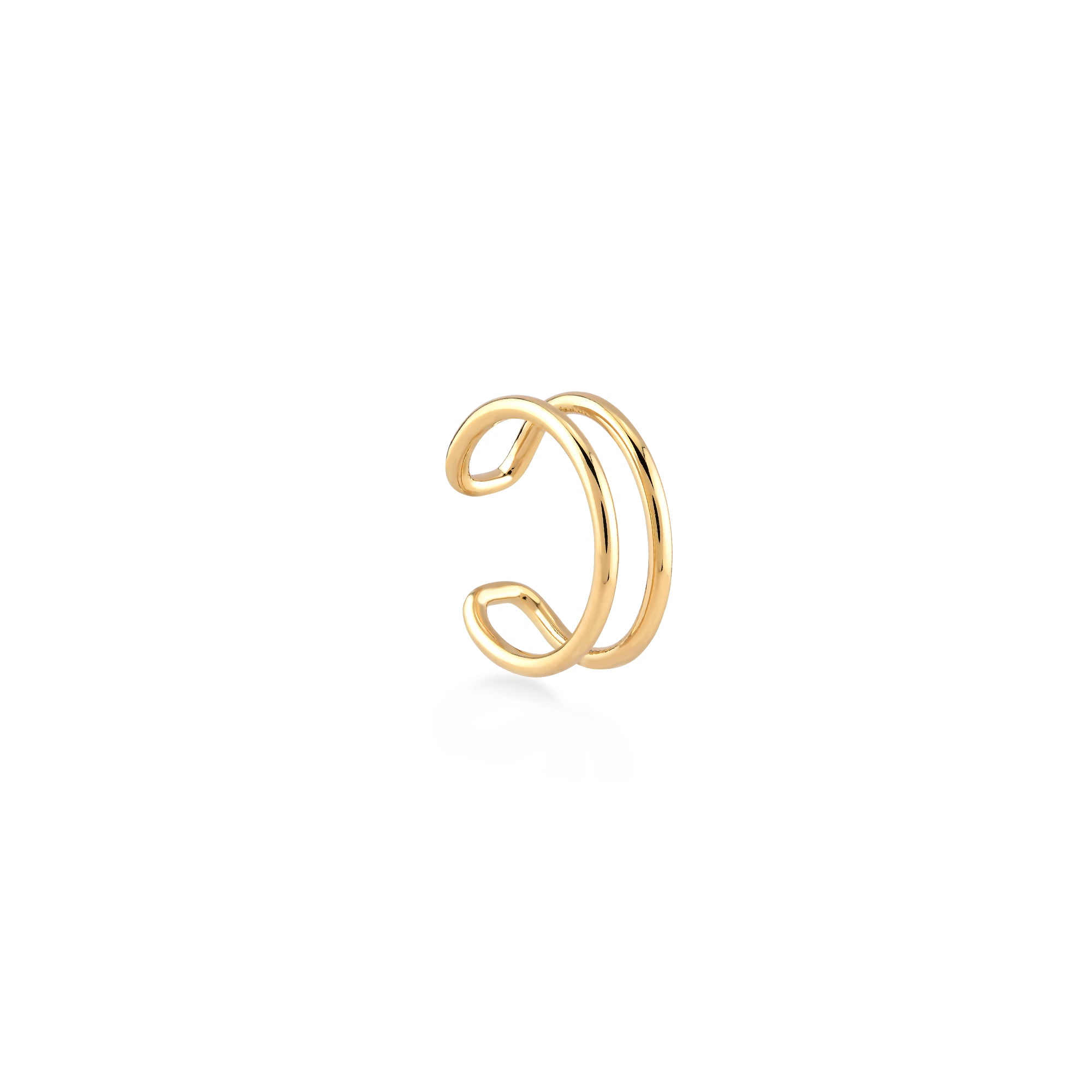 Duo Sade Altın Earcuff / 14 Ayar Sarı Altın