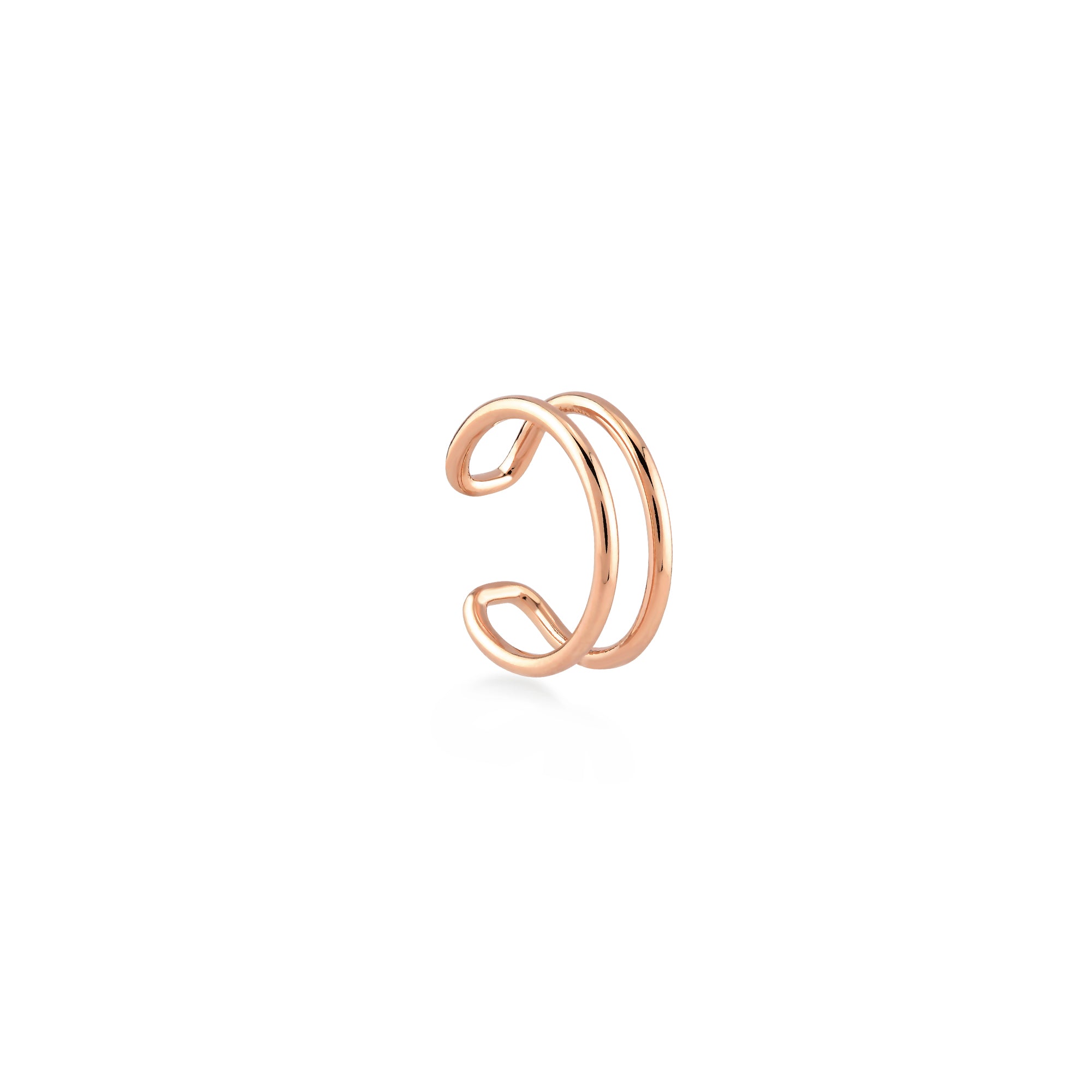 Duo Sade Altın Earcuff / 14 Ayar Rose Altın