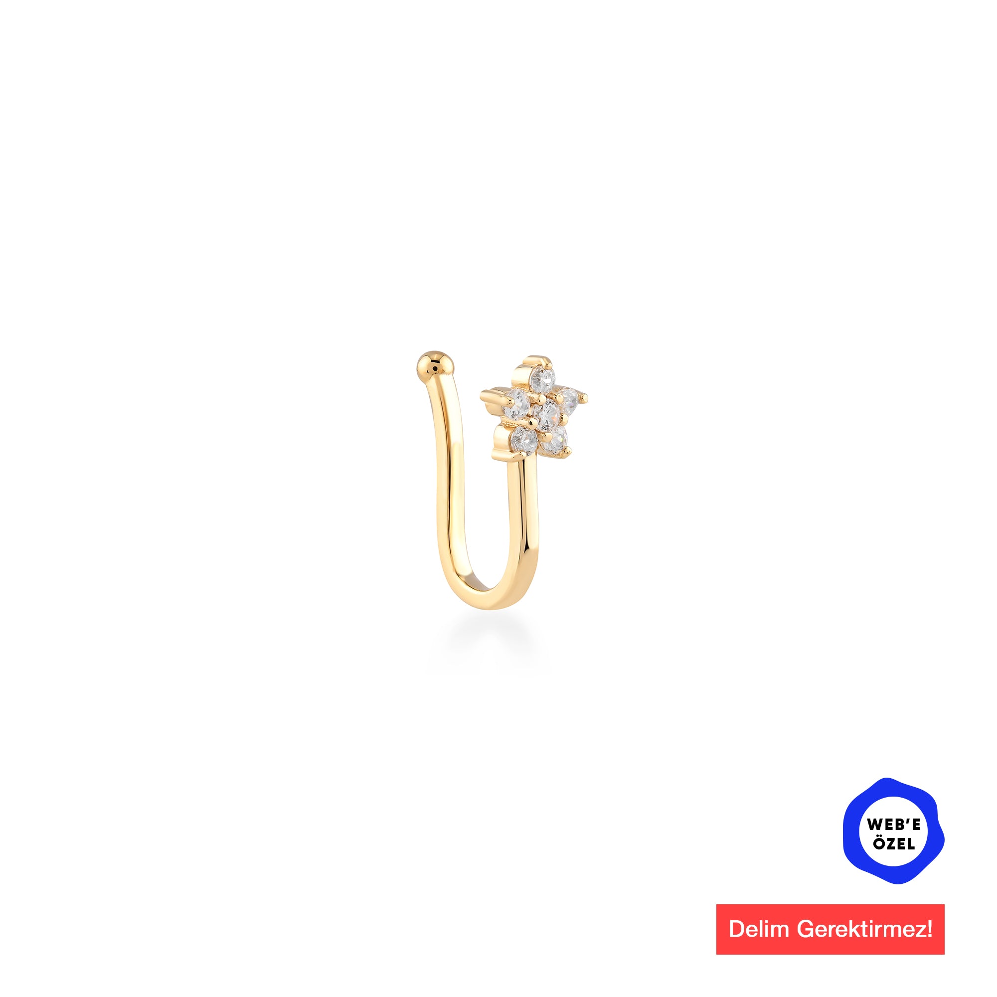 Maasai Taşlı Yıldız Altın Hızma / 14 Ayar Sarı Altın