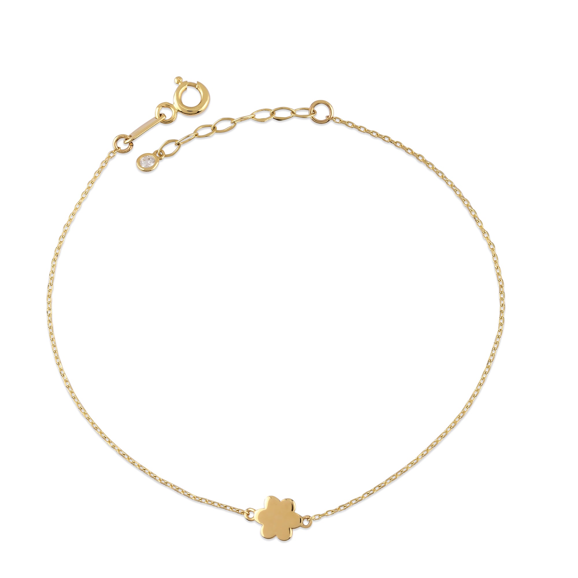 Sade Çiçek Altın Zincir Bileklik / TR