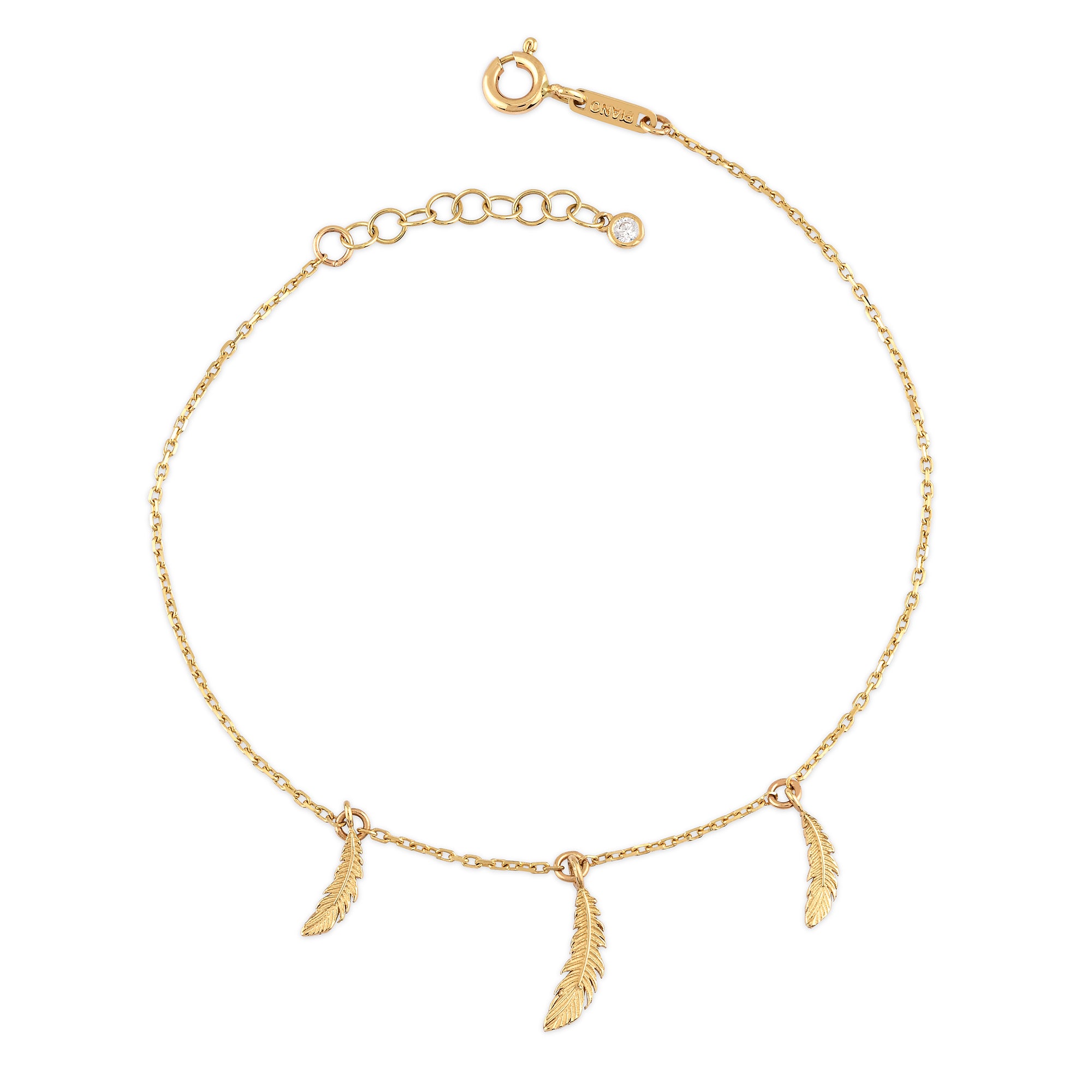 Üçlü Tüy Altın Bileklik / 14 Ayar Sarı Altın