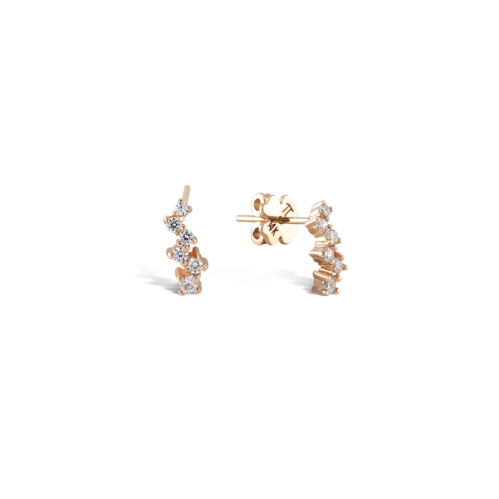 Queen 0.16 ct Pırlanta Küpe / 14 Ayar Rose Altın