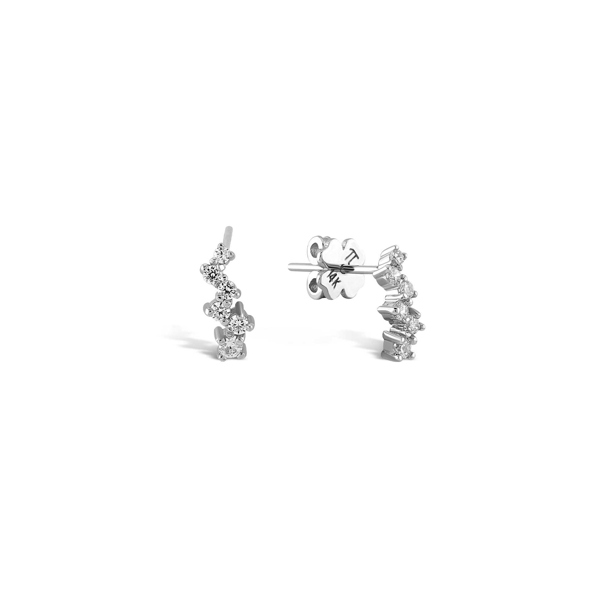 Queen 0.16 ct Pırlanta Küpe / 14 Ayar Beyaz Altın