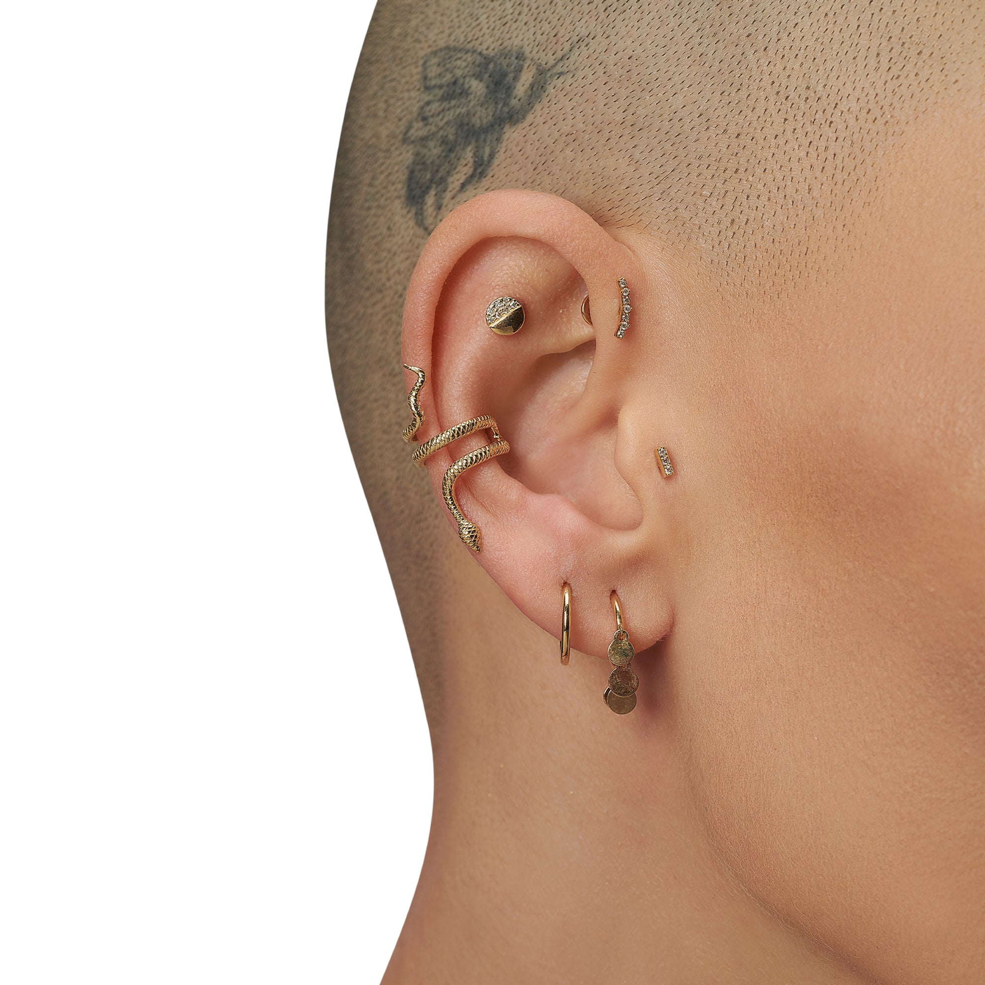 14 Ayar Altın Yarım Halka Pırlanta Piercing