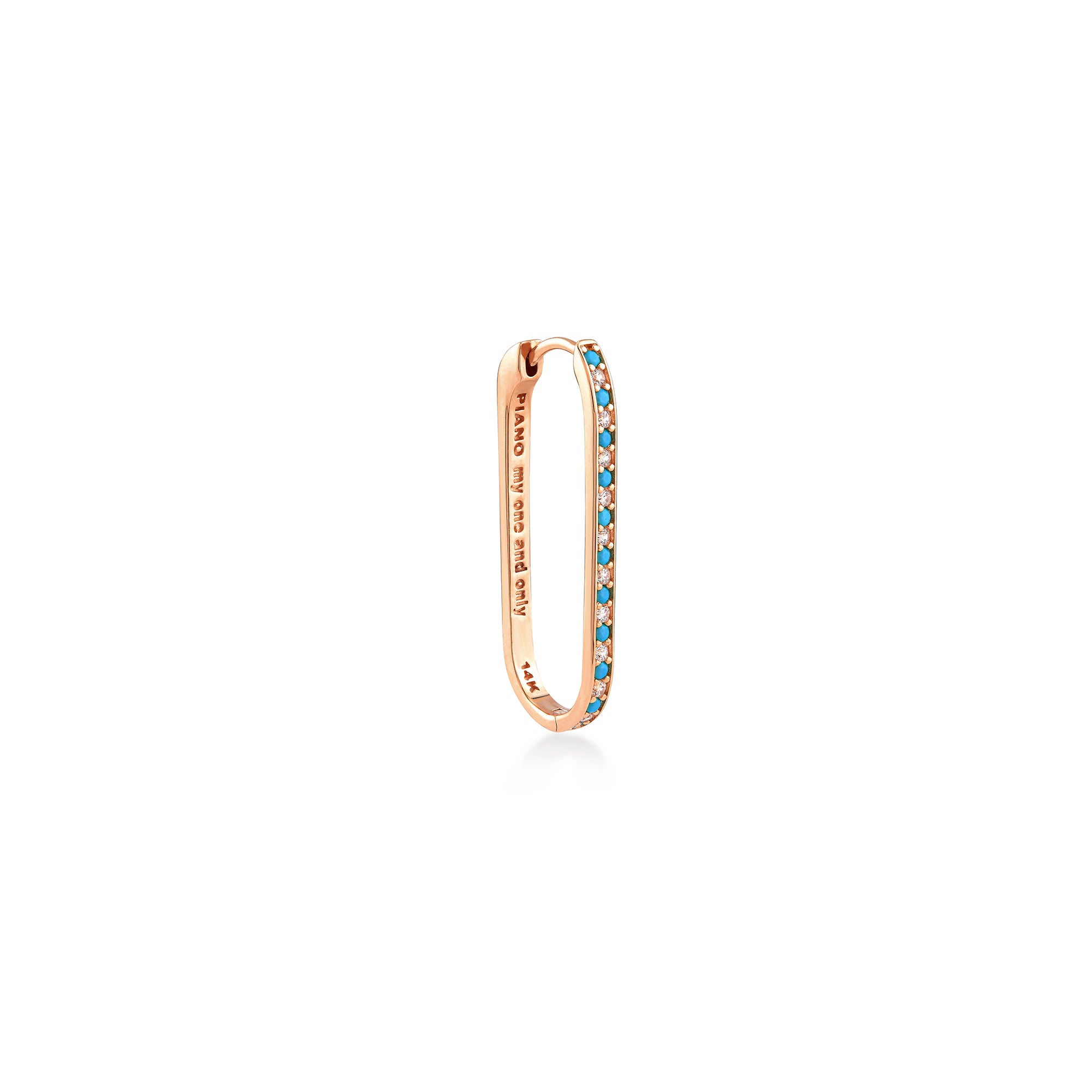 Long Oval Single Hoop Earring with Side Stones (Small)
