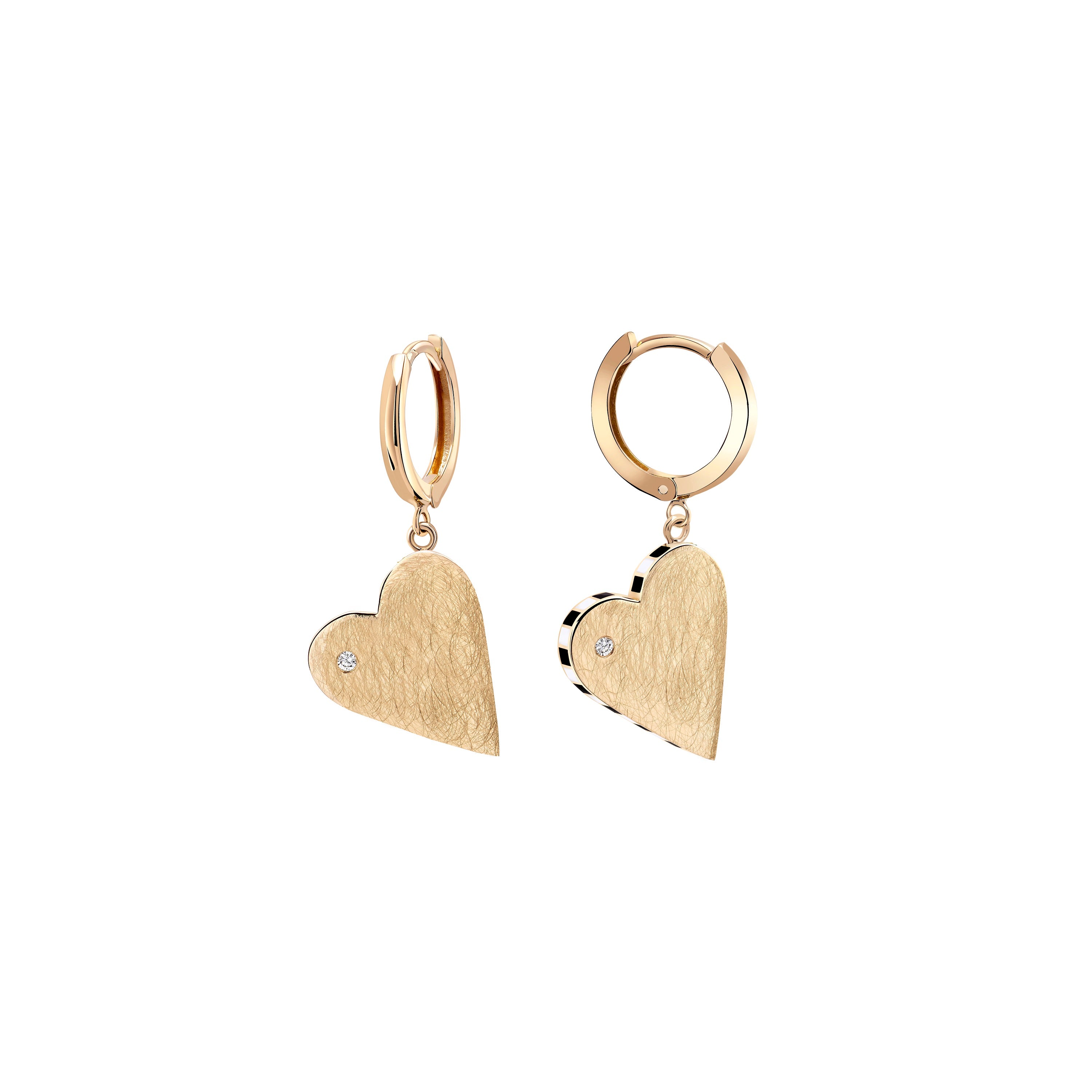 Amalfi Black and White Heart Diamond Earrings