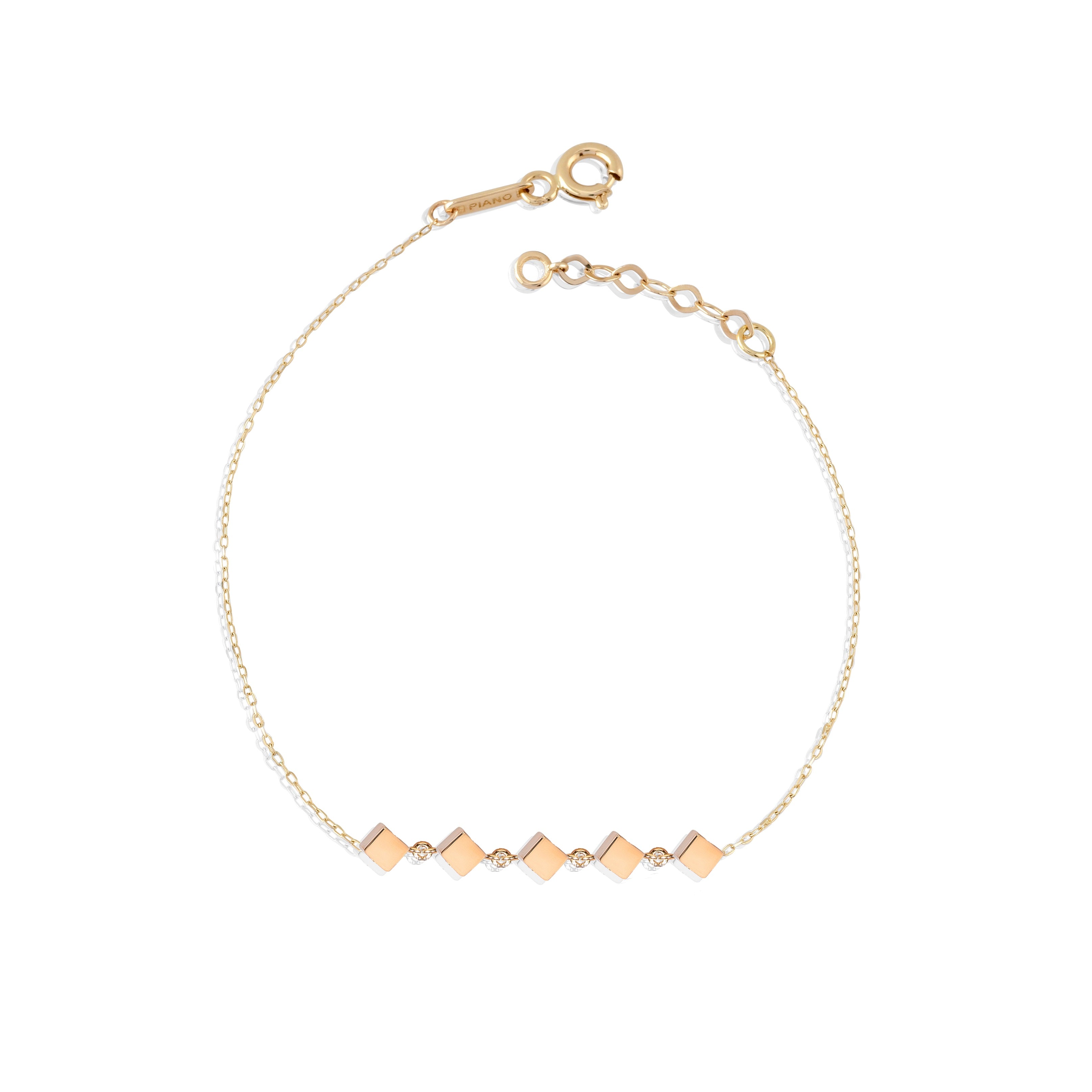 Cubic Sıra Küp Altın Bileklik Rose Altın / TR