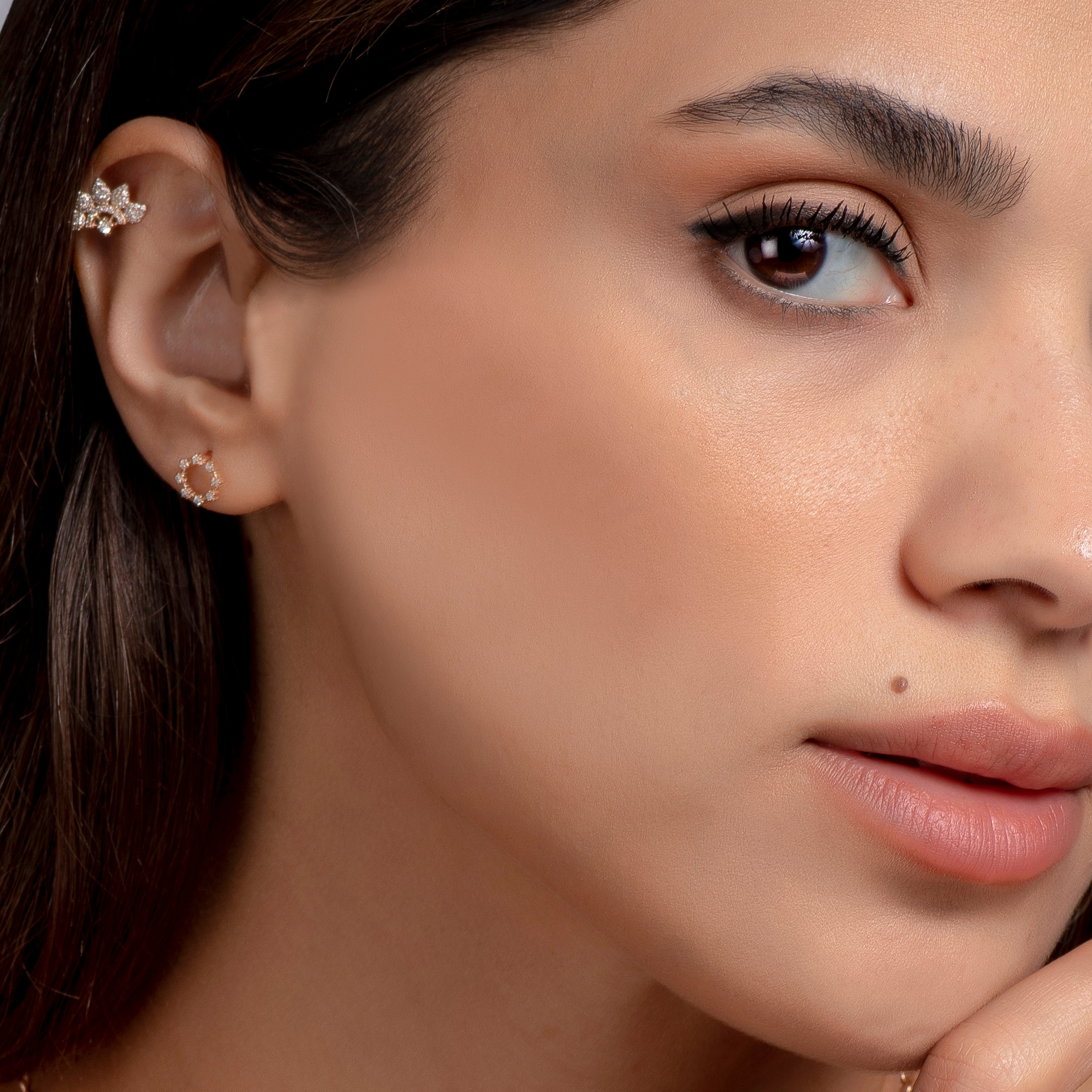 Çicek Çemberi Pırlanta Piercing Rose Altın / TR