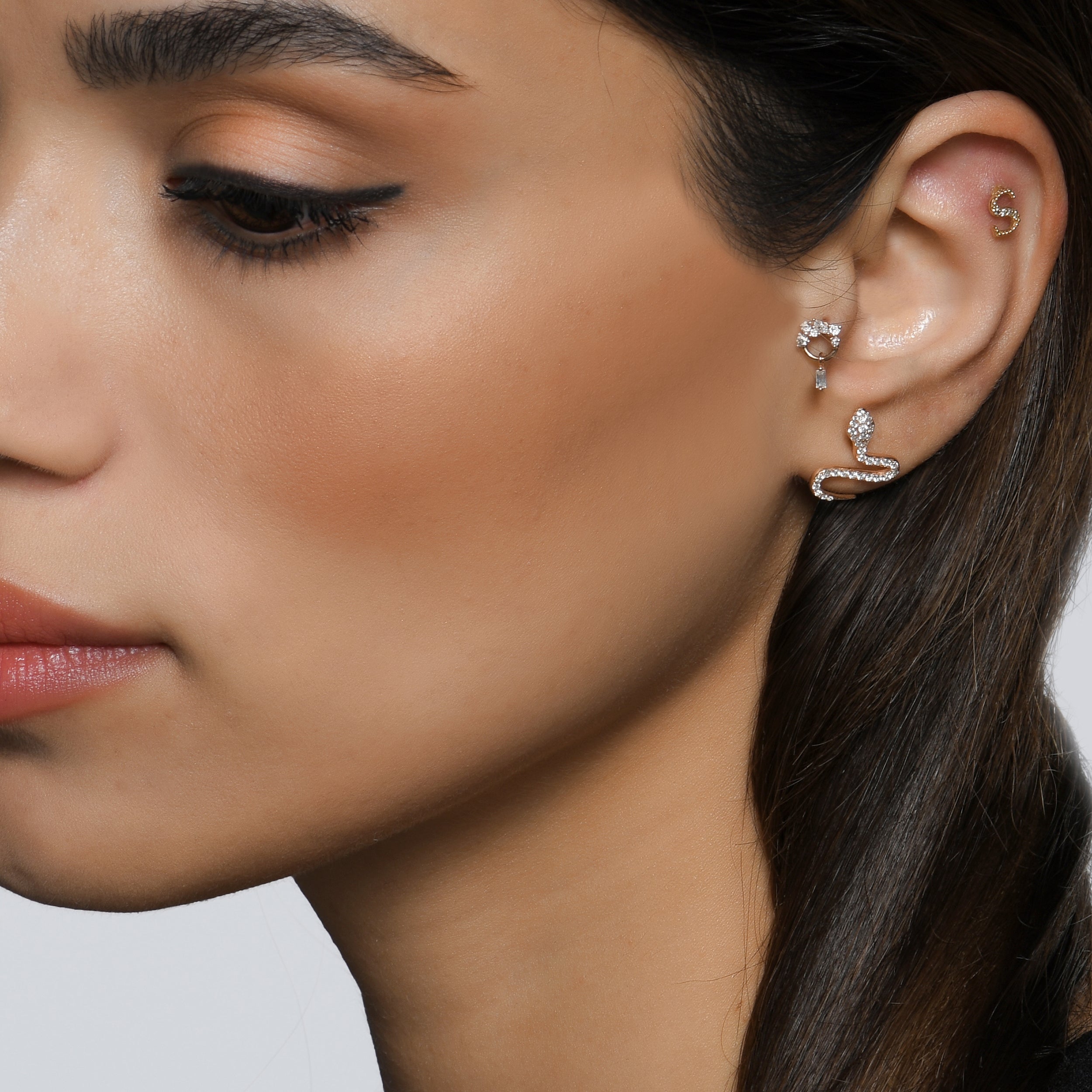 Yılan Pırlanta Piercing Rose Altın / TR