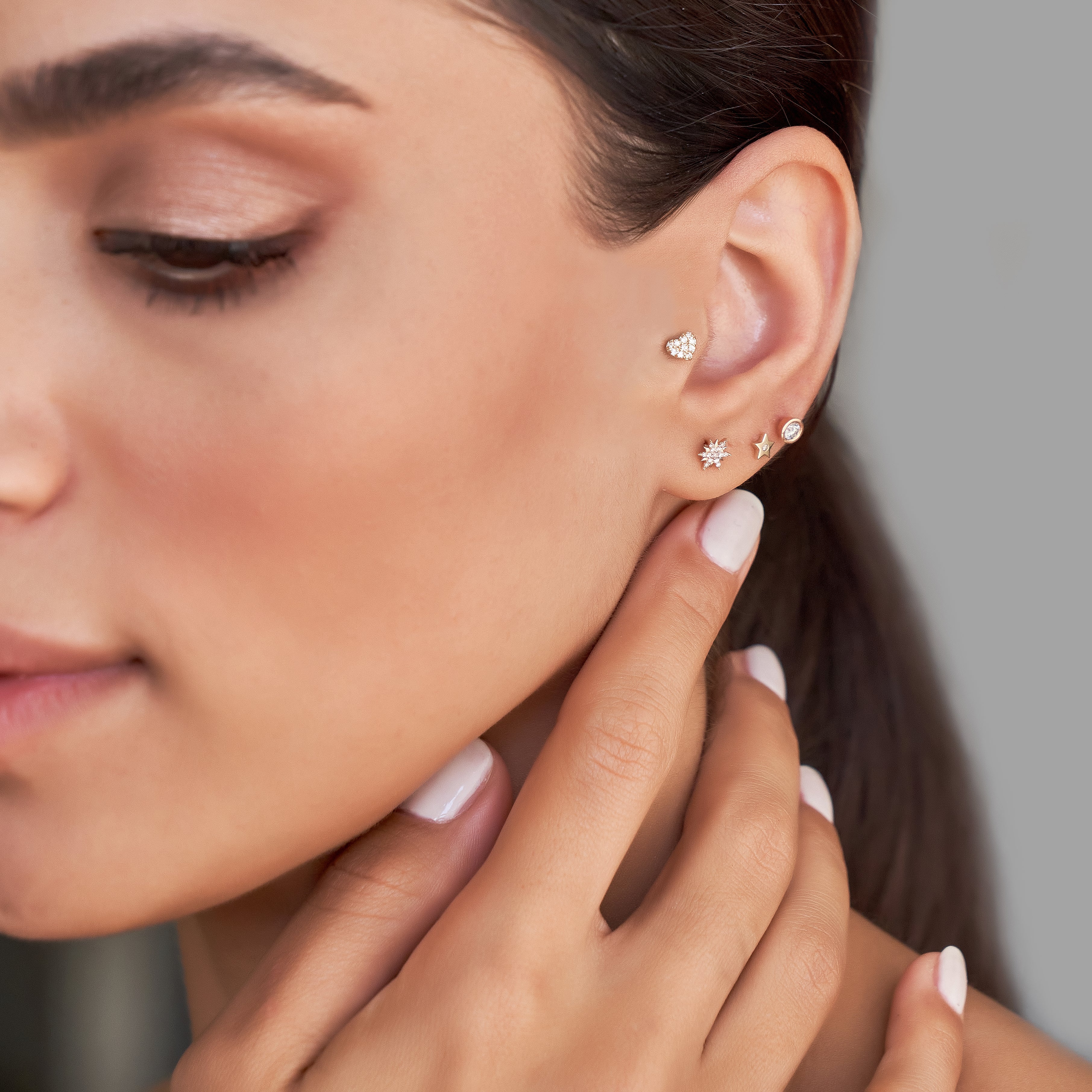 Yıldız Tek Pırlanta Piercing Rose Altın / TR