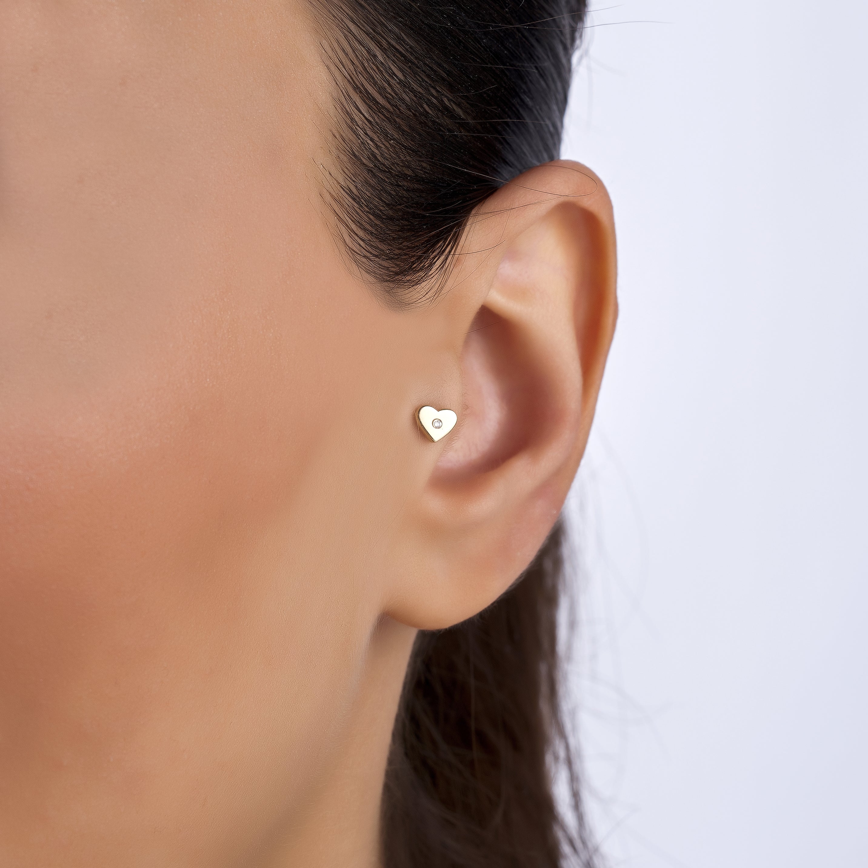 Pırlanta Tek Kalp Piercing Rose Altın / TR