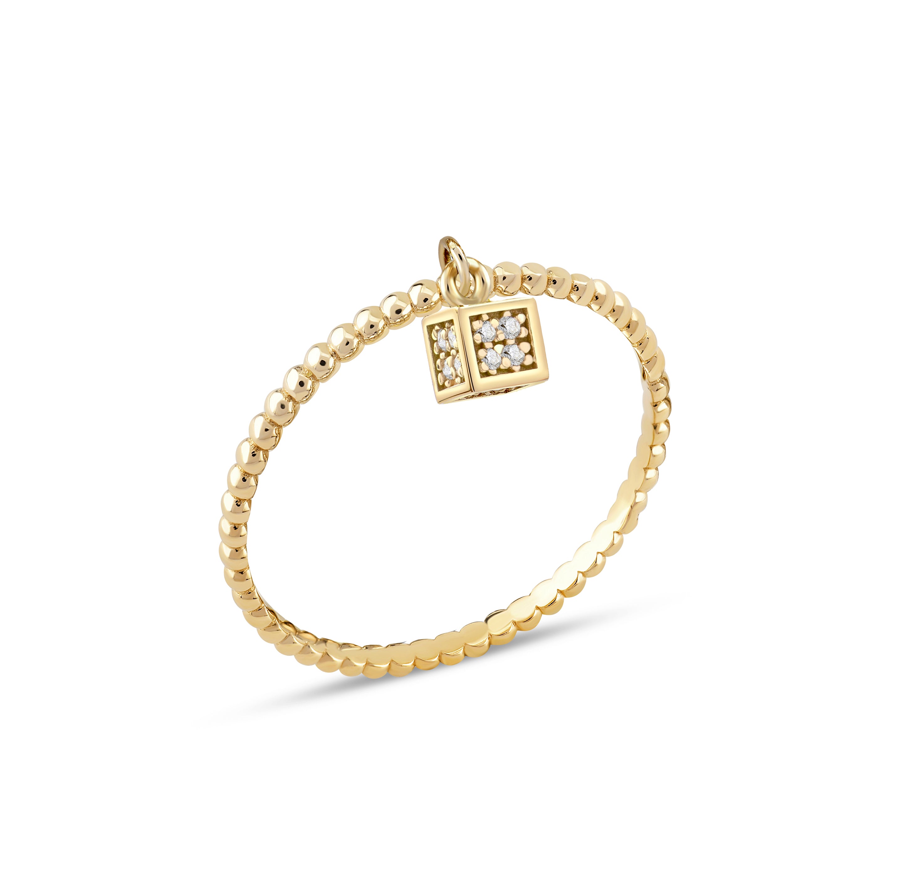 Cabaret Taşlı Küp Sallantılı Altın Yüzük