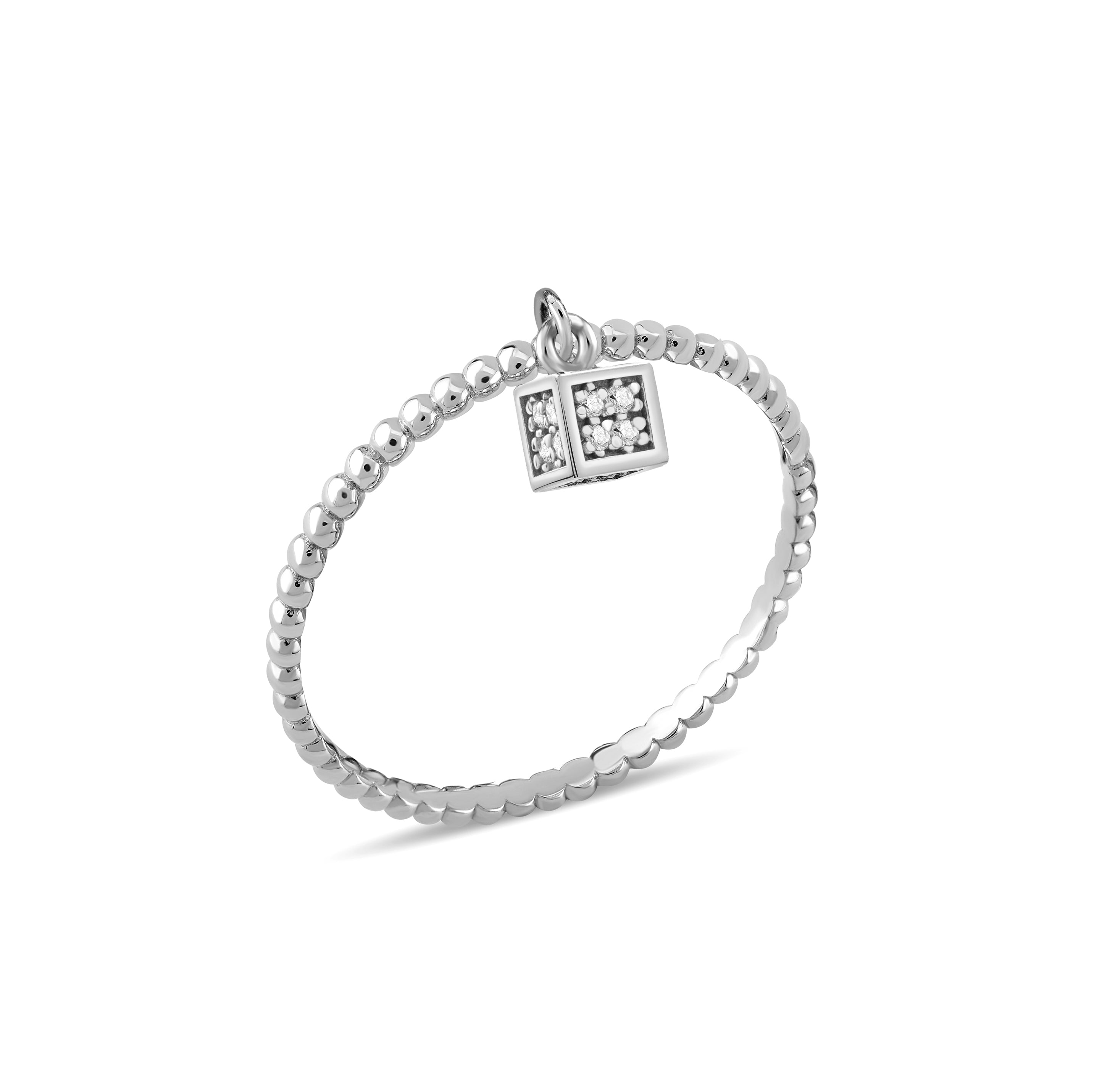 Cabaret Taşlı Küp Sallantılı Altın Yüzük