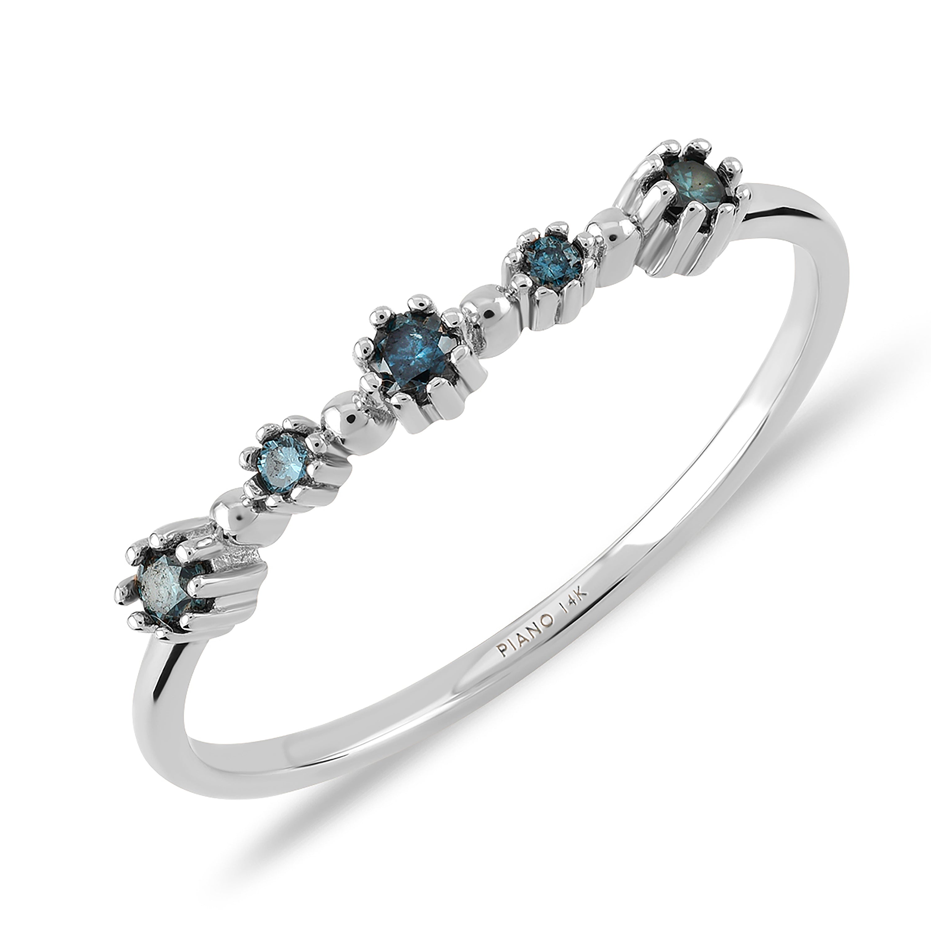 Cabaret Taç Mavi Pırlanta Yüzük Beyaz Altın / TR