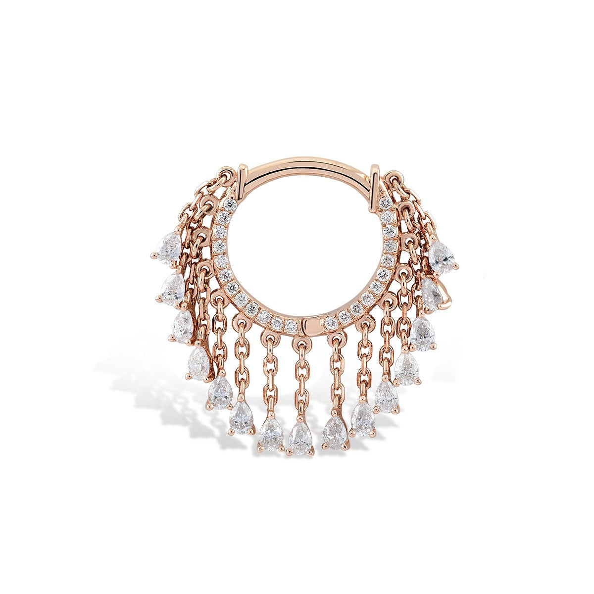 Damla Sallantılı Pırlanta Piercing Rose Altın / TR
