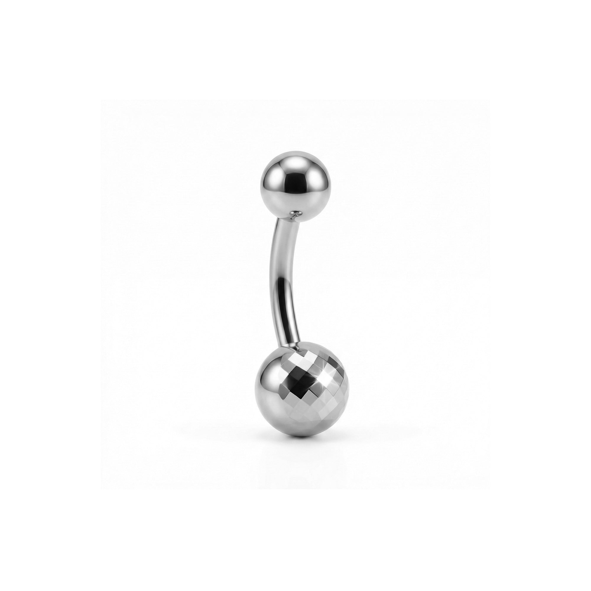 Honeycomb Dokulu Altın Göbek Piercing / 14 Ayar Beyaz Altın
