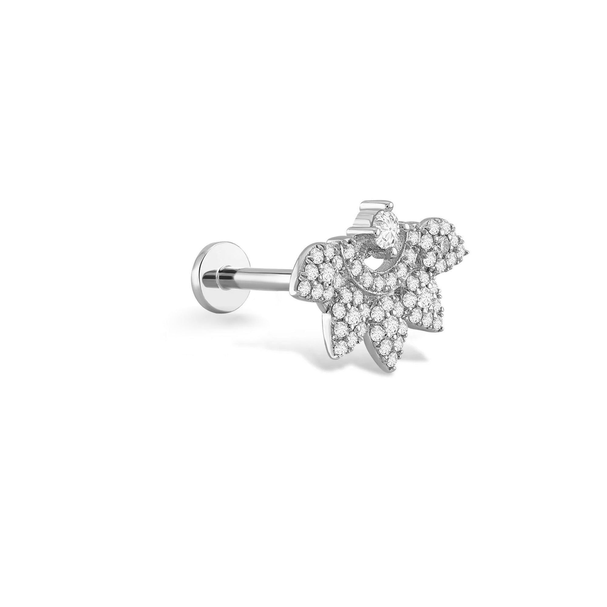 14 Ayar Beyaz Altın Fan Pırlanta Piercing