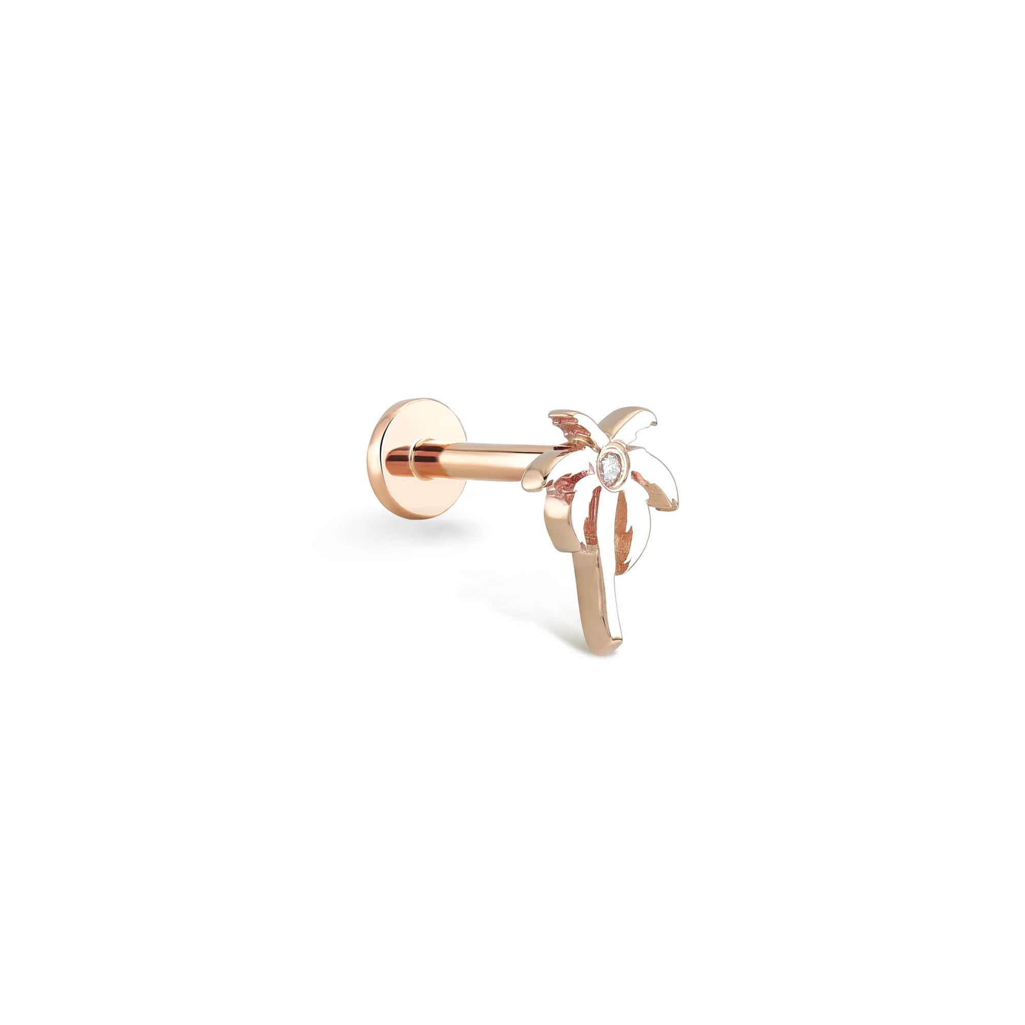 14 Ayar Rose Altın Pırlanta Palmiye Piercing