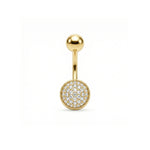 Taşlı Altın Göbek Piercing / 14 Ayar Sarı Altın