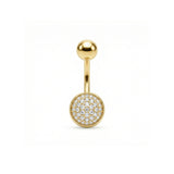 Taşlı Altın Göbek Piercing / 14 Ayar Sarı Altın