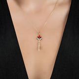 Mineli Çiçek Anahtar Altın Kolye