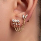 Üçlü Taşlı Mineli Kelebek Pırlanta Piercing