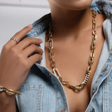 Sorento Taşlı ve Mineli Altın Zincir Kolye