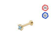 Aqua / Palette Renkli Taş Seçenekli Altın Piercing / 14 Ayar Sarı Altın