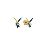 Azzuro Rabbit Mavi Pırlanta Küpe / 14 Ayar Sarı Altın