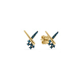 Azzuro Rabbit Mavi Pırlanta Küpe / 14 Ayar Sarı Altın