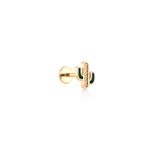 0.03 ct Mineli Western Kaktüs Pırlanta Piercing / 14 Ayar Sarı Altın