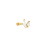 İkili Markiz Kesim Opalit ve Zirkon Taşlı Altın Tragus Piercing / TR