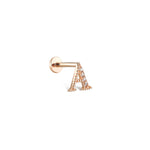 Harf Pırlanta Piercing / 14 ayar rose altın