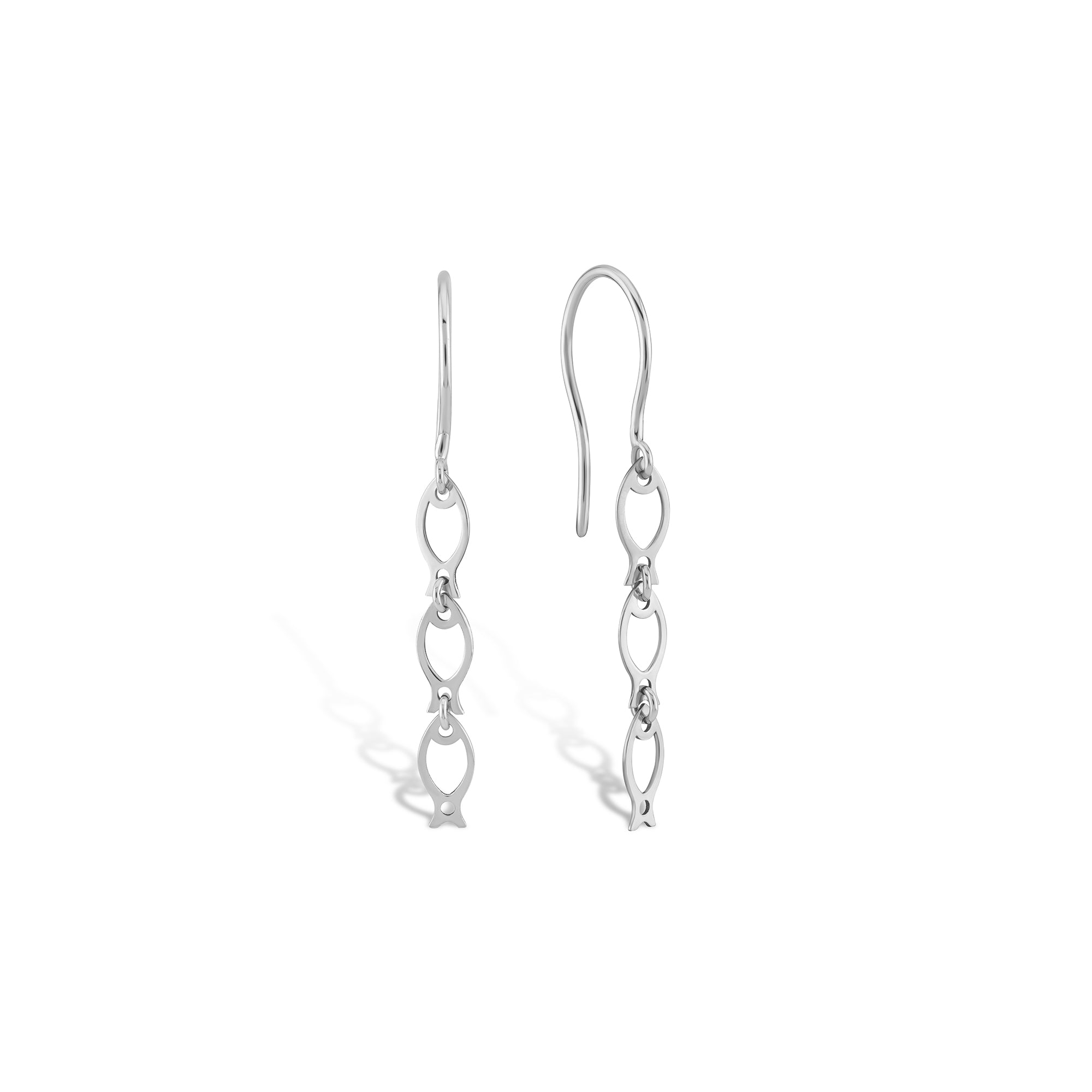Linear Balık Form Altın Küpe Beyaz Altın / TR