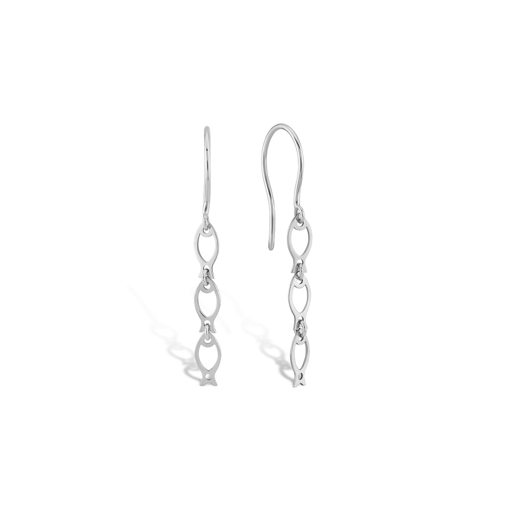 Linear Balık Form Altın Küpe Beyaz Altın / TR