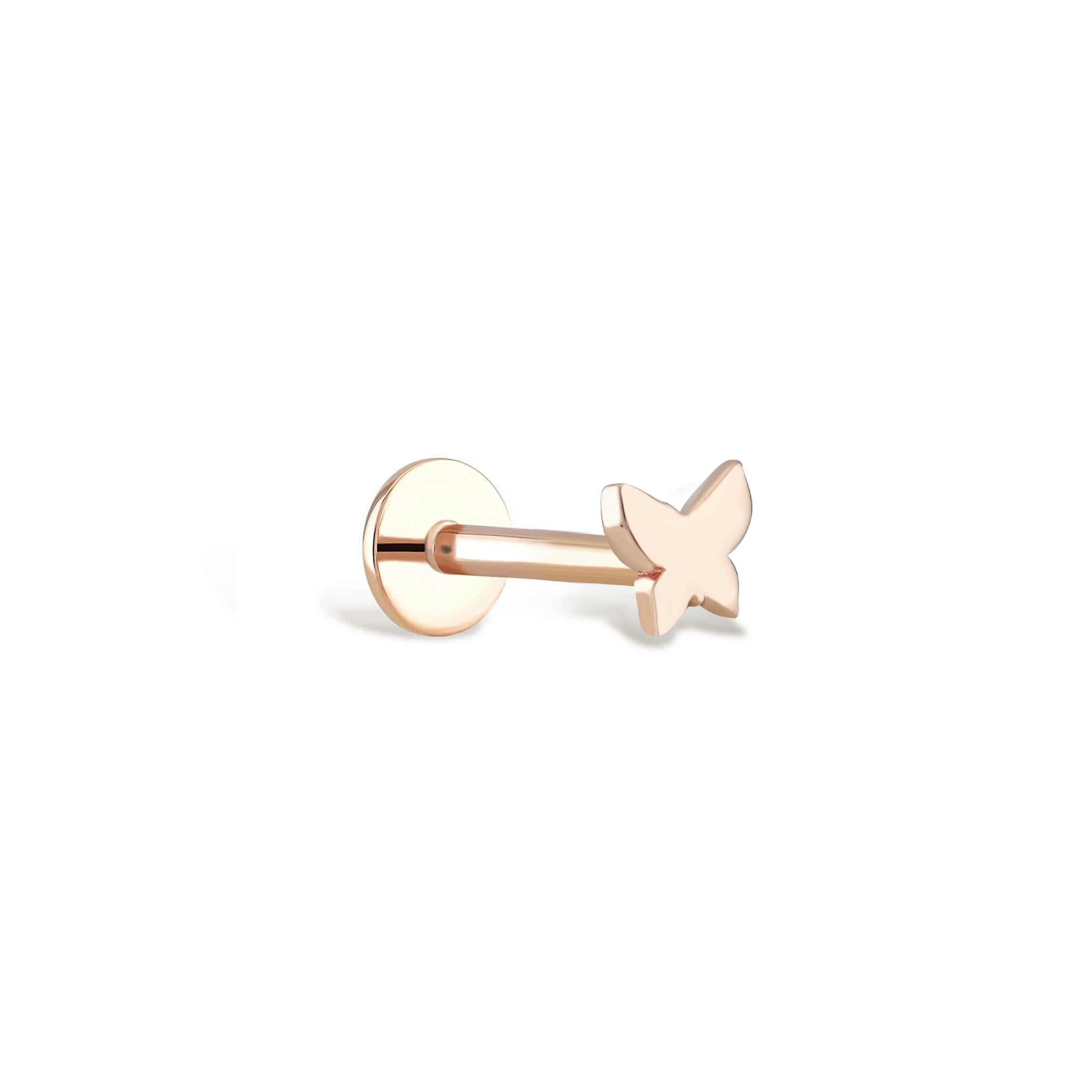 Minimal Kelebek Altın Piercing / 14 Ayar Rose Piercing