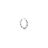 Dorika Top Detaylı Altın Halka Piercing (14mm) / Beyaz Altın