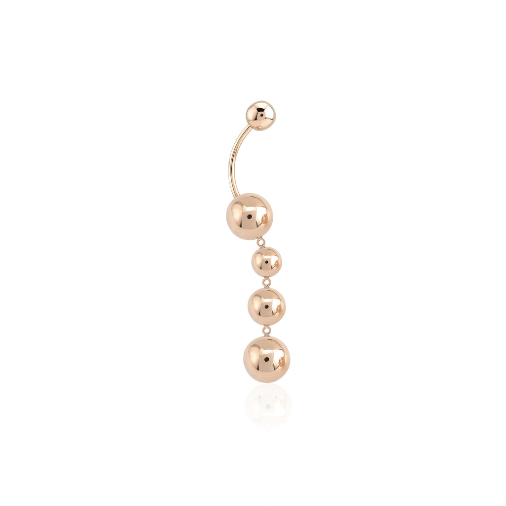 Toptop Sallantılı Göbek Piercing / 14 Ayar Rose Altın