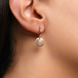 Disc Dangle Hoop Gold Earring